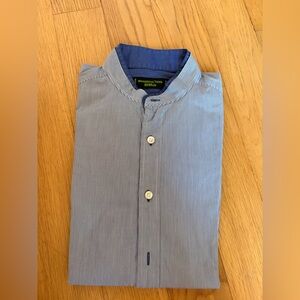 Shanghai Tang Thin Blue Stripe Casual Button-Down Shirt